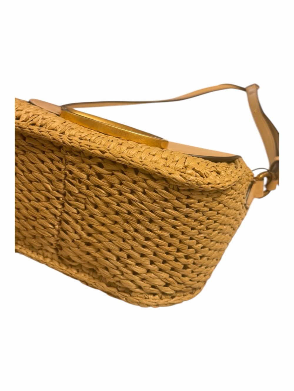 Oscar de la Renta Oath Raffia Crochet Crossbody Bag Gold Hardware NWT - Picture 5 of 12
